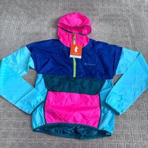Cotopaxi Teca Windbreaker Jacket Women XS Blue Pink Hood Packable Pullover *READ